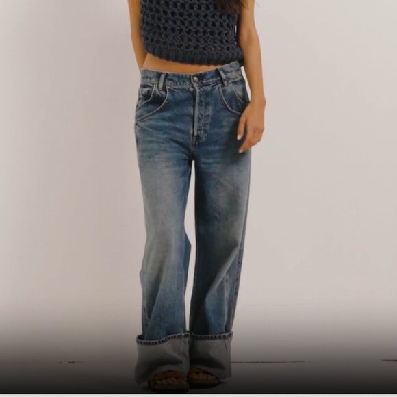 new Free People We The Free Final Countdown Cuffed Low-Rise Jeans ZERO 254 6M3T - Picture 14 of 15